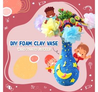 DIY Foam Clay Vase with Button Flowers